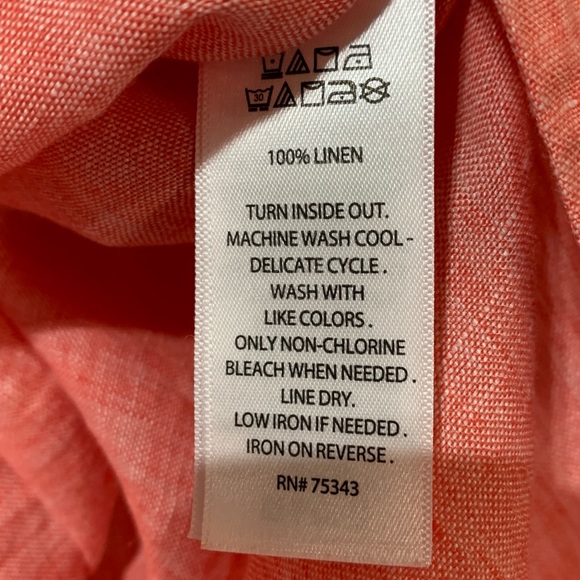 Sigrid Olsen 100% Linen Pullover Shirt with side ties Coral S Small - Picture 11 of 11